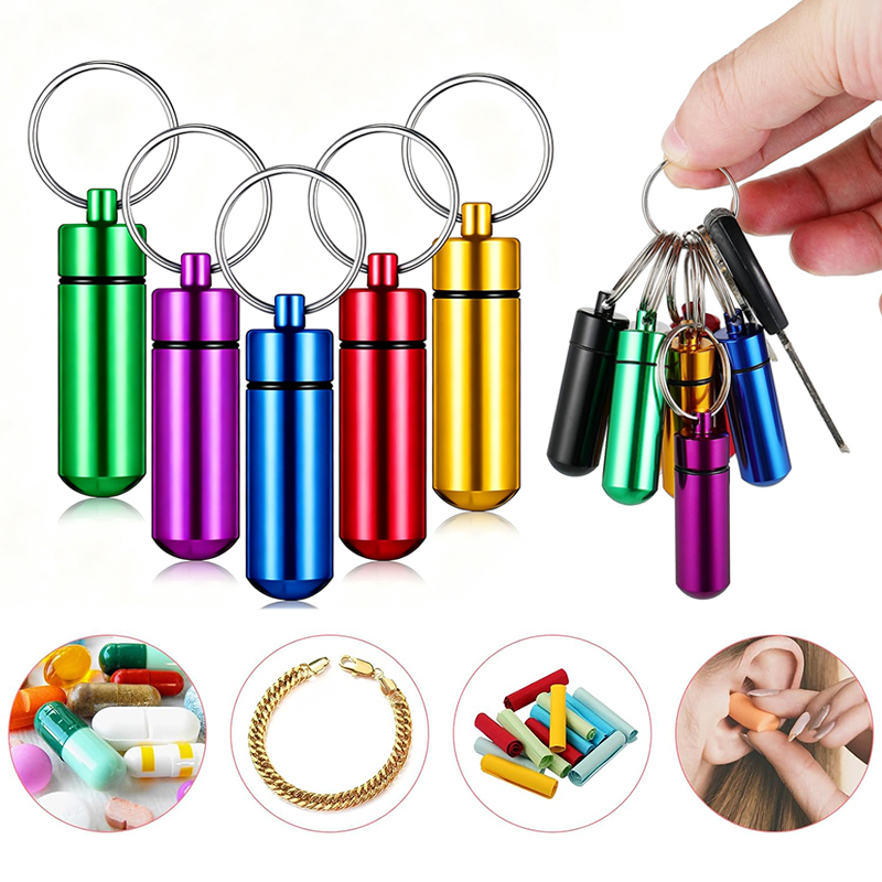 Edc Pill Carry - 1/5 Stück Aluminium-Mini-Pillendose mit Schlüsselanhänger –