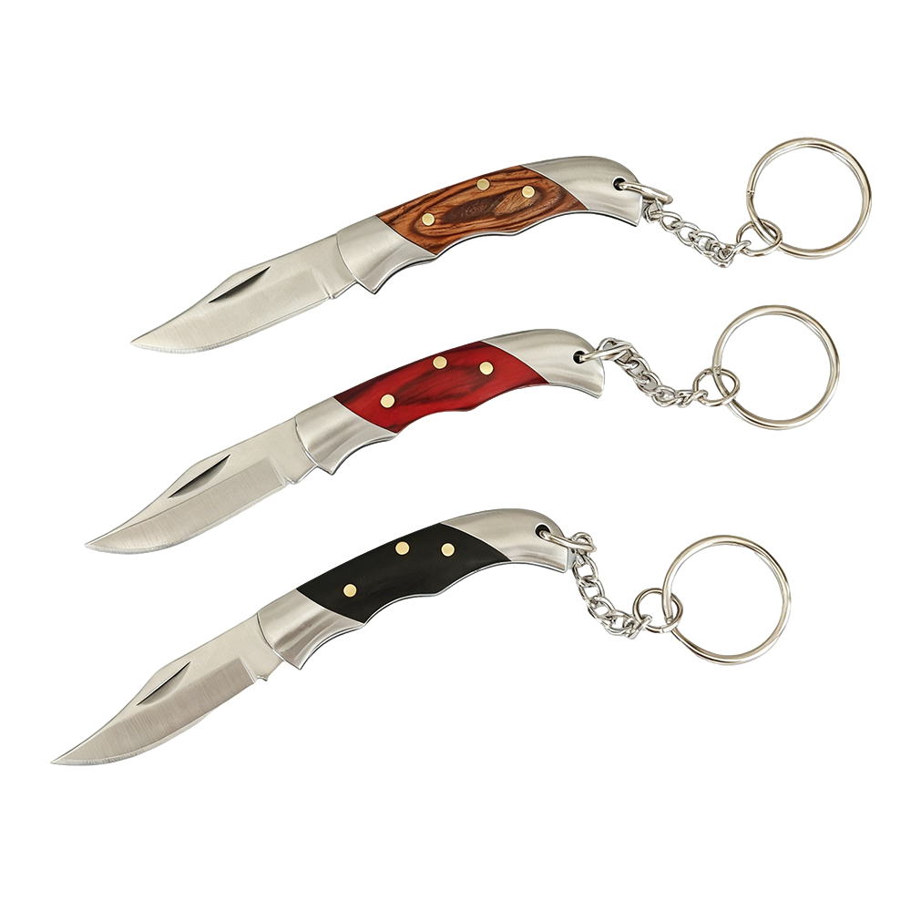 Edc Everyday Carry Knives - Tragbares Edelstahl-Mini-Klappmesser, Farbiger Holzgriff Schlüsselanhänger, Langlebiges