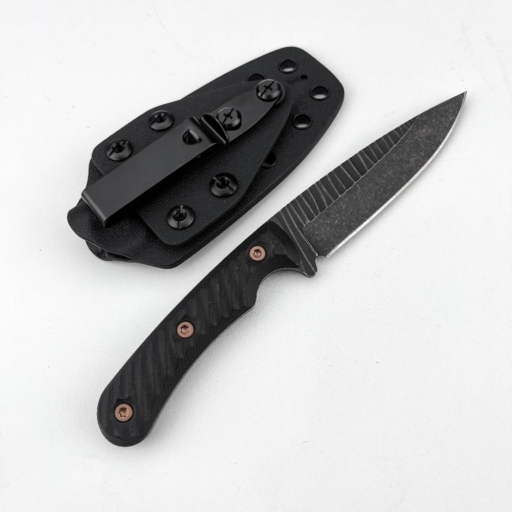 Edc Carry Knife - Full-Tang Bushcraft-Messer mit D2-Klinge, rutschfestem G10-Griff