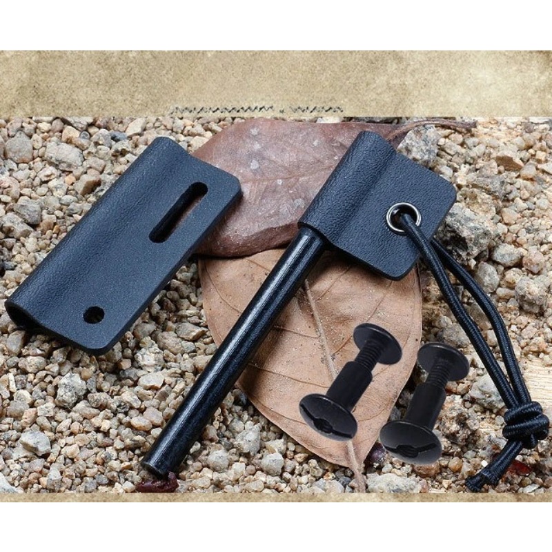 Ferro Rod Striker - Outdoor-Magnesium-Feuerstarter, Überlebens-Feuerstahl mit K-Scheide, Camping-Notfall-Feuerherstellungswerkzeug-Set