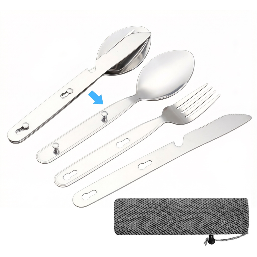 Edc Everyday Carry Knives - 3-teiliges Set, zusammenklappbarer Löffel, Gabel, Messer,