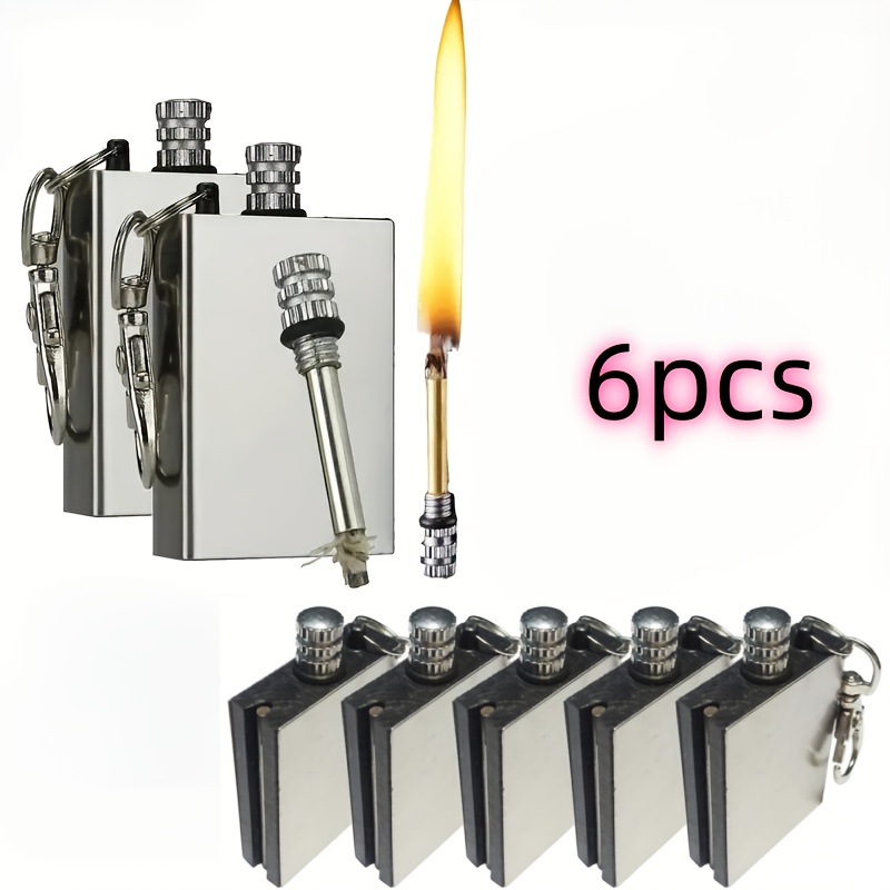 Ferro Rod Striker - 1-6 Stück Notfall-Überlebens-Metallfeuerzeug - Feuerstein-Kohle-Öl-Feuerzeug Schlüsselanhänger,